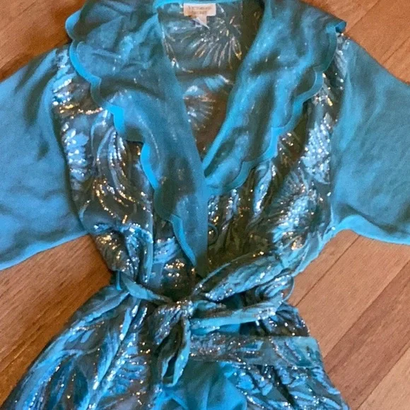Vintage Gold Label Victoria’s Secret beautiful aqua loungewear or dres… - Picture 11 of 14